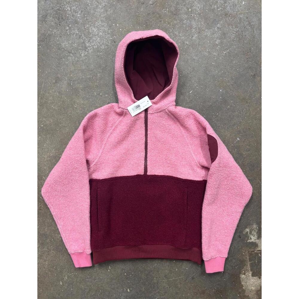 Outdoor Voices NWT Fleece 1/4 Zip Hooded Pullover Jacket Women’s XS Red Pink
